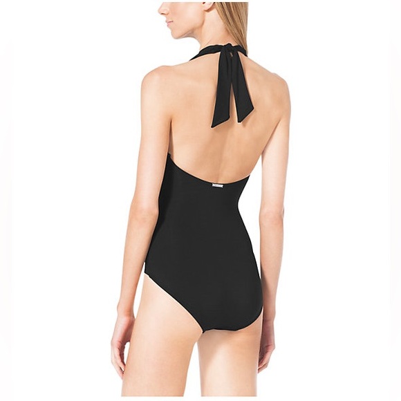 NEW Michael Kors Tie Halter Plunge One Piece Swimsuit Cobalt Blue 8 - Picture 11 of 11
